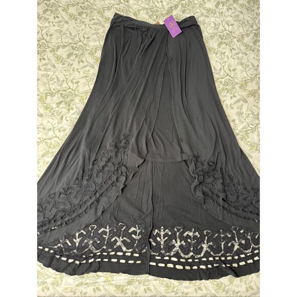 Amita Naithani Flowy Black Lace Cutout Skirt XS - Picture 1 of 7